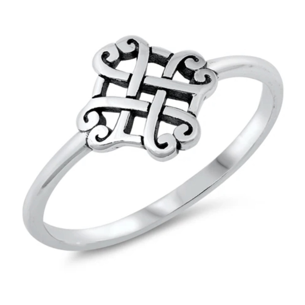 Sterling Silver Celtic Ring – 9 mm Face Height – Size 8